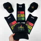 God Family and Music Black Yellow Green Red Hat